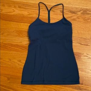 LULULEMON peacock teal blue POWER Y tank top